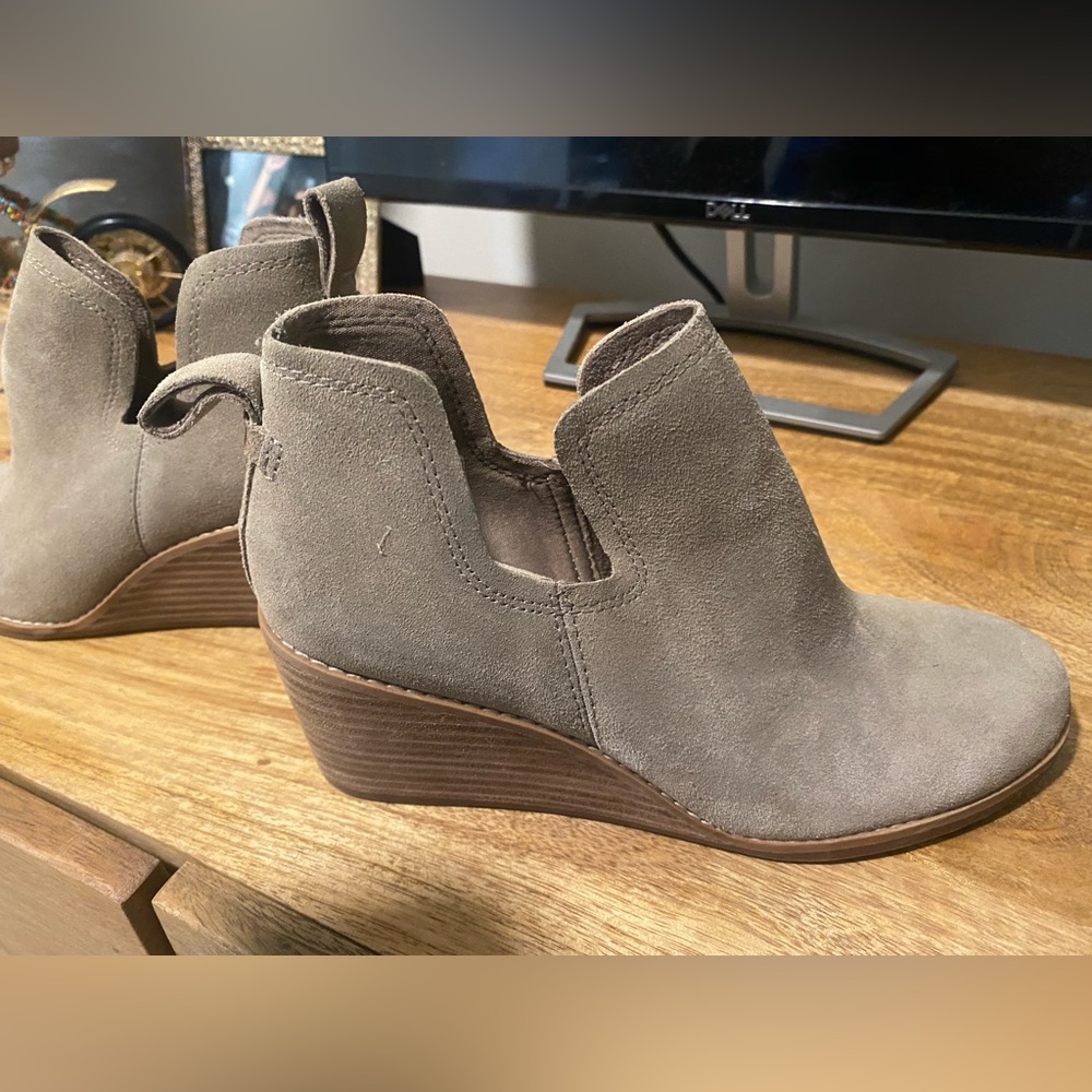 Tom’s booties. Khaki suede. Size 6.5  new without box